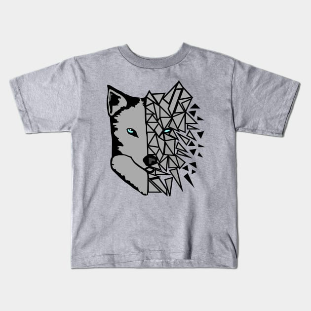 Geometric Wolf Kids T-Shirt by CBV